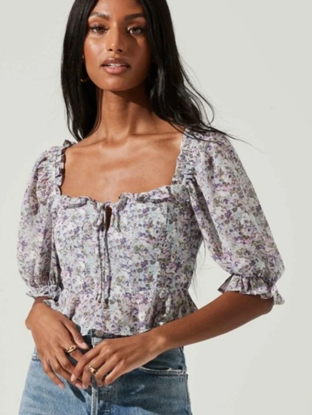 ASTR The Label Corset Peplum Hem Top